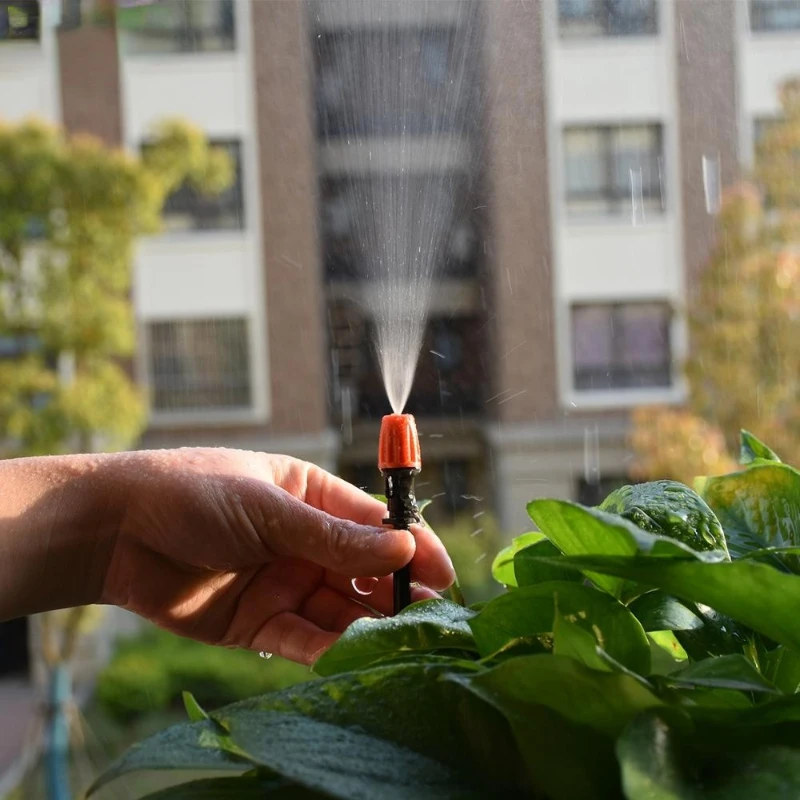10pcs 1/4 Inches Nozzle Dripper Watering Sprayer Misting Atomizing Sprinkler Garden Drip Irrigation System w/ Hose Tee Connector