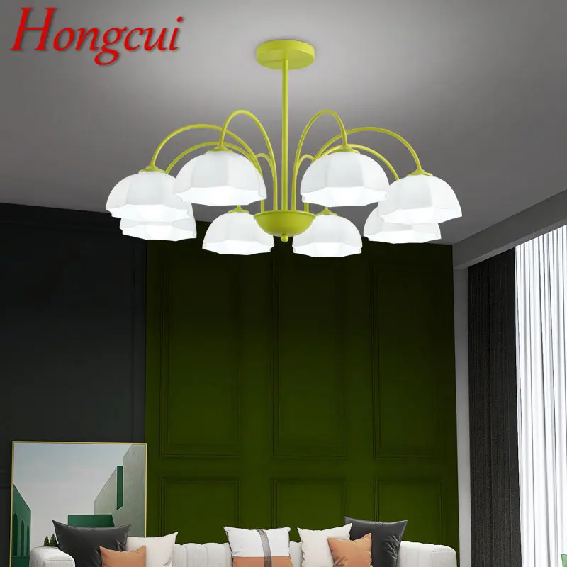 

Hongcui Green Glass Hanging Ceiling Lamp LED Creative Simple Design Pendant Chandelier Light for Home Living Room Bedroom