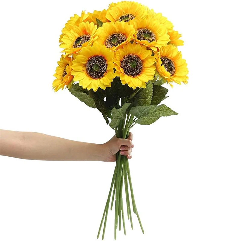 Elegant Artificial Sunflower Silk Bouquet for Wedding and Home Decor