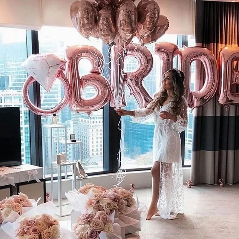 Description Picture 3 of itemRose Gold Bride To Be Letter Foil Ballon Bride Veil Sash Headband Wedding Decorations Bridal Shower Bachelorette Party Supplies