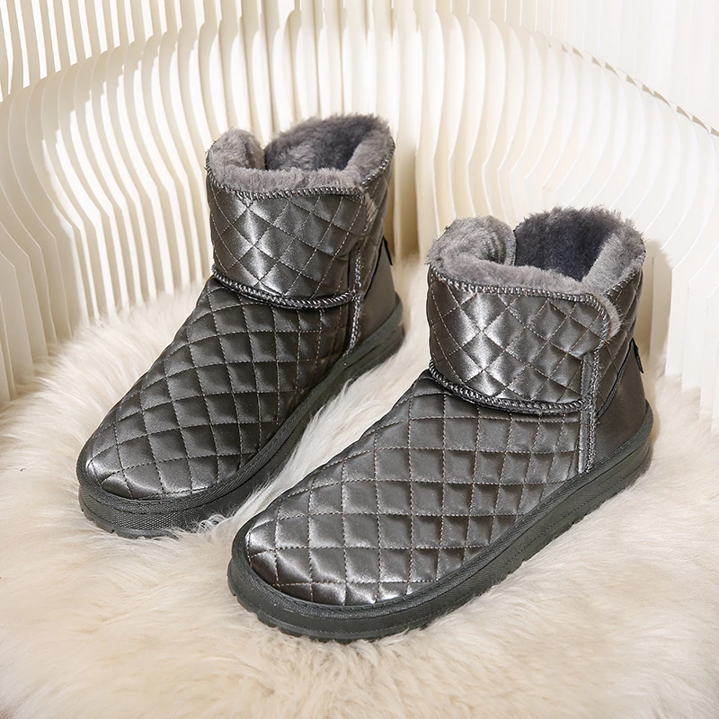 

Женские зимние ботинки на низком каблуке, Размеры 35-44