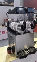 Professional Slush Blender Machine 24L Large Capacity 2 Tanks Commercial Fruit Slushie Frozen Beverage Dispenser Food Grade 2