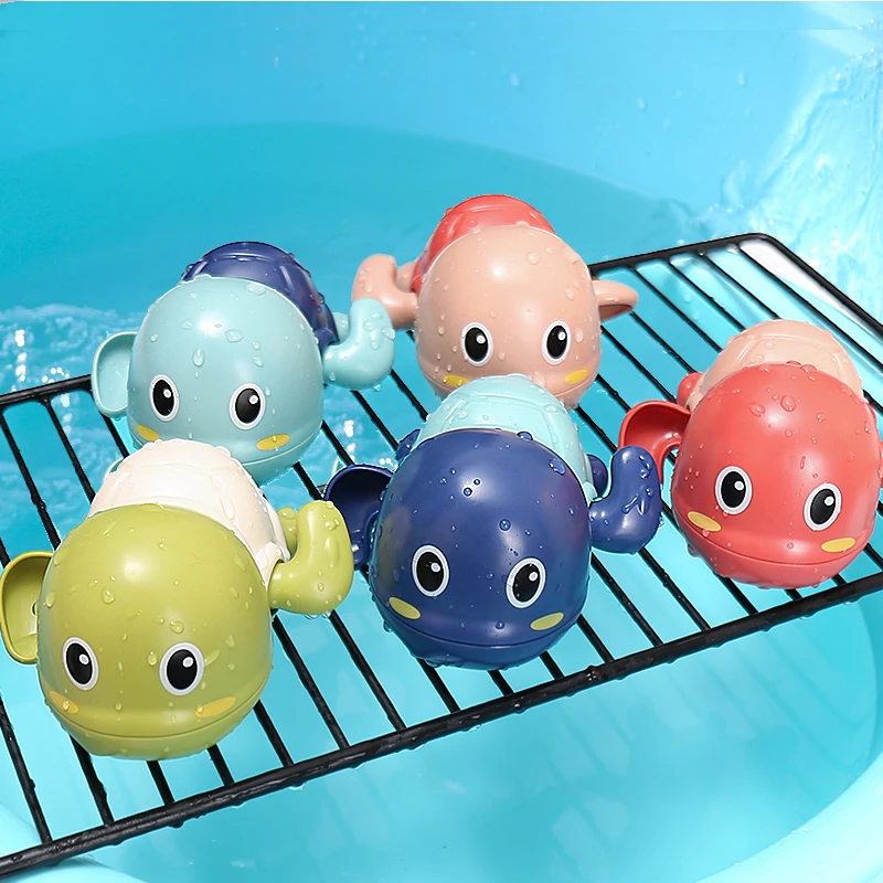 Baby Bathing Toys Animal Upper Chain Turtle  Swimming Pool Water Amusement Bathtub Toys Clockwork Bath Dabbling Toy for Toddler