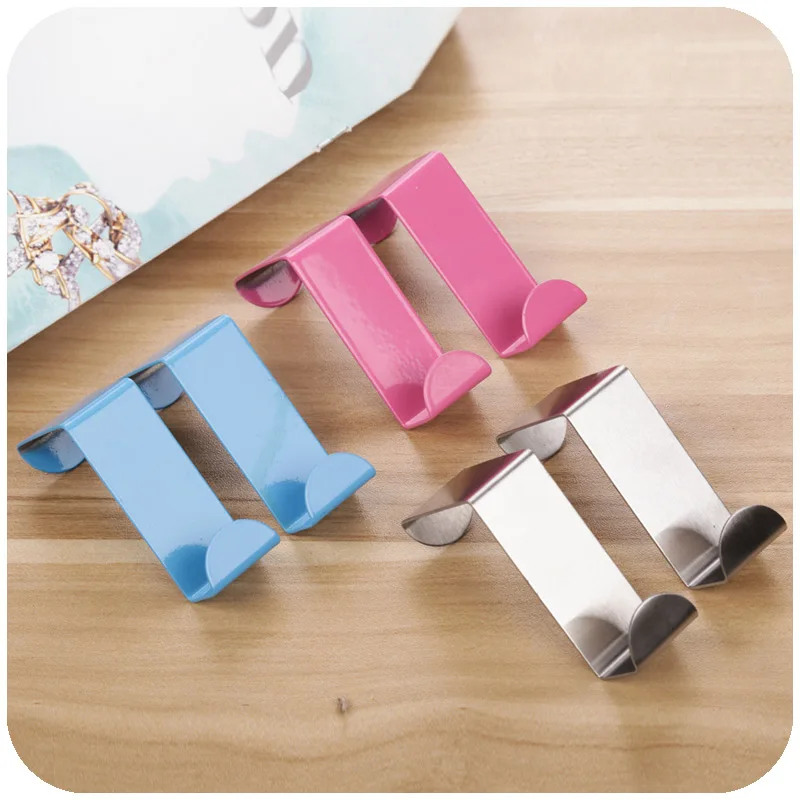 1set Stainless Steel Z Shape Cabinet Clothes Hanger Draw Towel Holder Over Door Hook Home Organizer Kitchen Accessories Rack