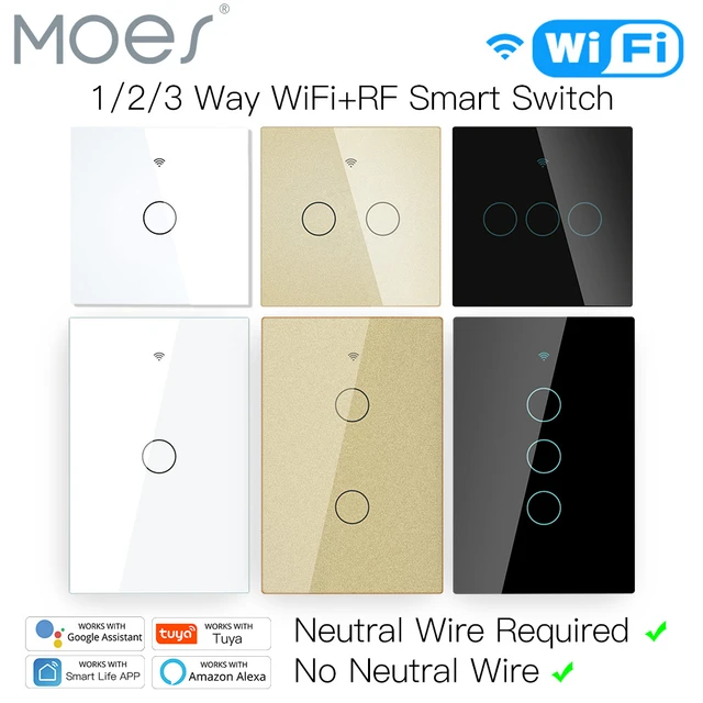 WiFi Smart Light Switch, RF433, sem fio neutro, fogo único, vida