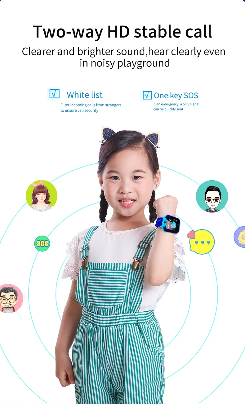 Kids Smart Watch for Children Real Time Positioning Sim Card SOS Phone Call Waterproof Video Call Safety Footprint Tracker Q12 2