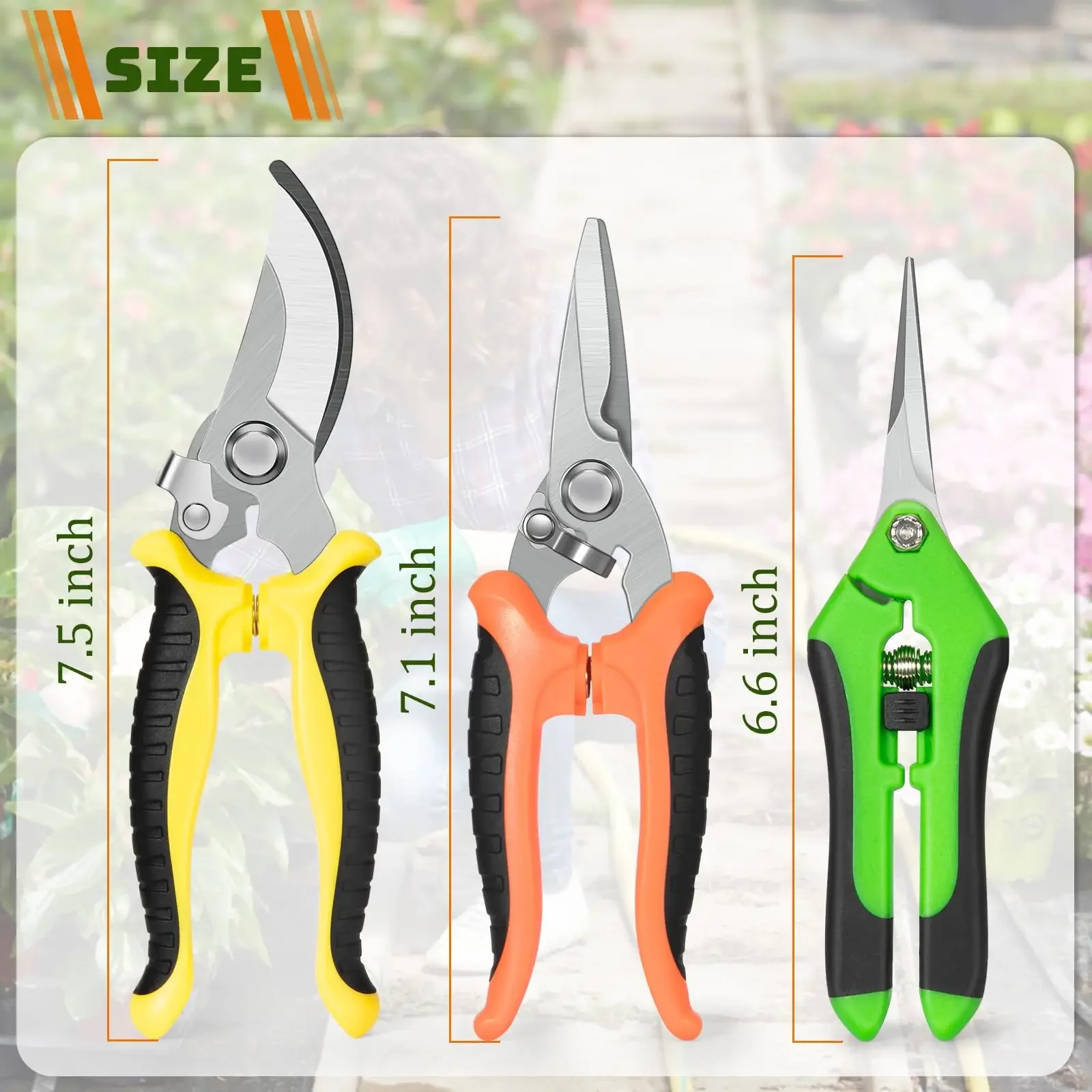 3 Pack Garden Pruning Shears Set Stainless Steel Scissors Clippers Pruning Snips Shears Hand Tools for Flowers Leaves Potted