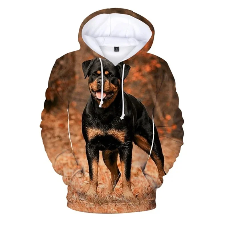 thumbnail image 1 of Sudadera con capucha con estampado de perro rottweiler negro para hombre, sudaderas con estampado 3D de animales, sudaderas con capucha de primavera y otoño, jersey de moda, abrigo de calle para niños, 1 of 4
