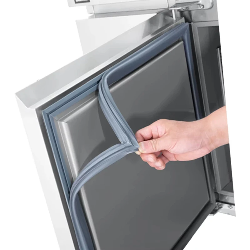 3 Glass Door Commercial Back Bar Cooler Stainless Steel Under Counter Refrigerator Sandwich & Salad Prep Table Stainless Steel