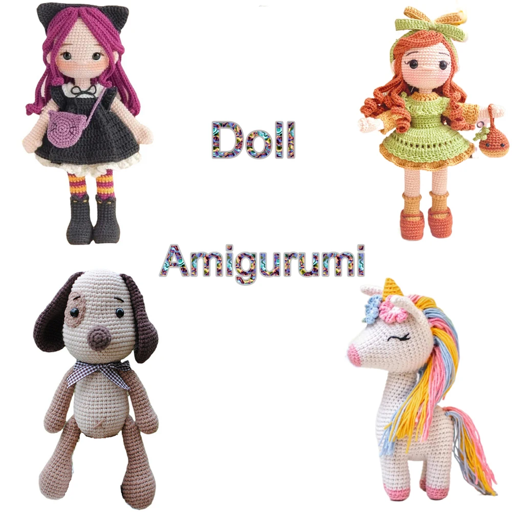 DIY 그릴 크로 셰 뜨개질 키트 인형 뜨개질 amigurumi 크로 셰 뜨개질 동물 키트 크리스마스 고양이 개 토끼 장난감 새 곤충 수제