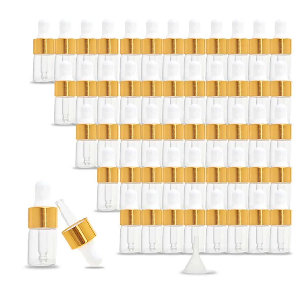 50Pcs 2ML Empty  Glass Dropper Bottles Mini Essential Oils Dropper Vials For Sample Cosmetic Perfume Lotion Aromatherapy 500pcs perfume test paper strips fragrance aromatherapy paper testing strip perfume essential oils tester paper strips