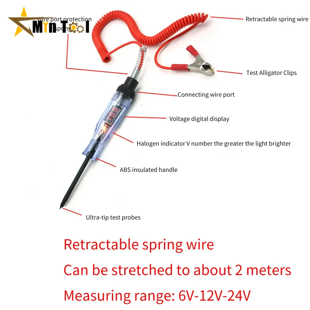 LUTIFIX 6-24V DC Circuit Tester - Test Light With LED & Buzzer, For Polarity, Continuity, Short Circuit Finding