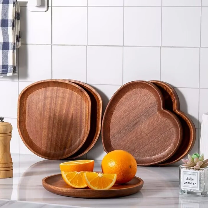 Ebony Heart-shaped Tray Tea Fruit Solid Wood Coffee Cake Tray Wooden Tea Tray 3