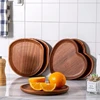 Ebony Heart-shaped Tray Tea Fruit Solid Wood Coffee Cake Tray Wooden Tea Tray 3