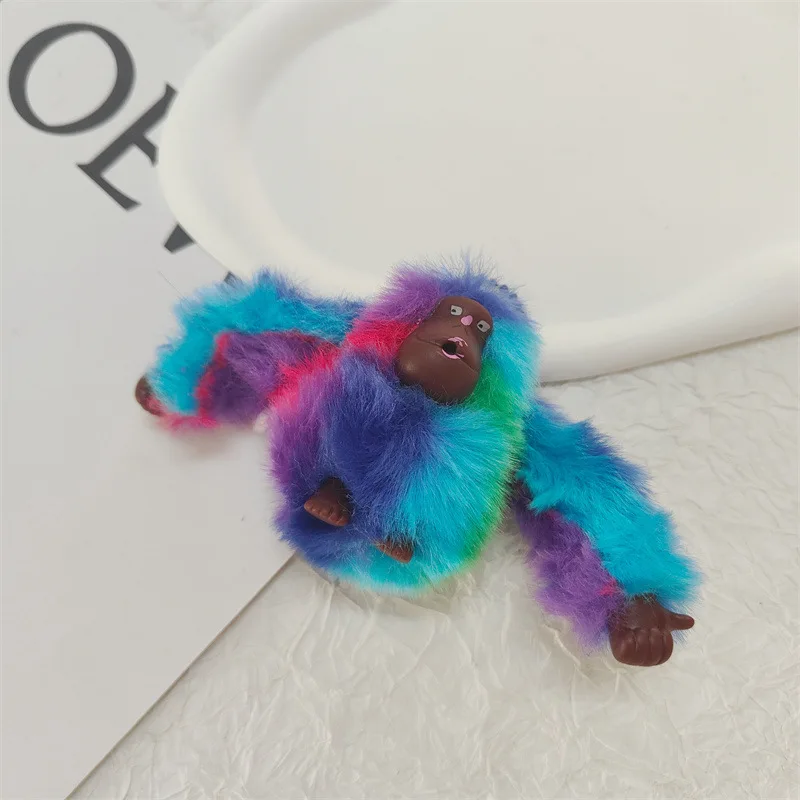 Plush Brown Gibbon Gorilla Keychain Pendant - Cute Stuffed Decoration