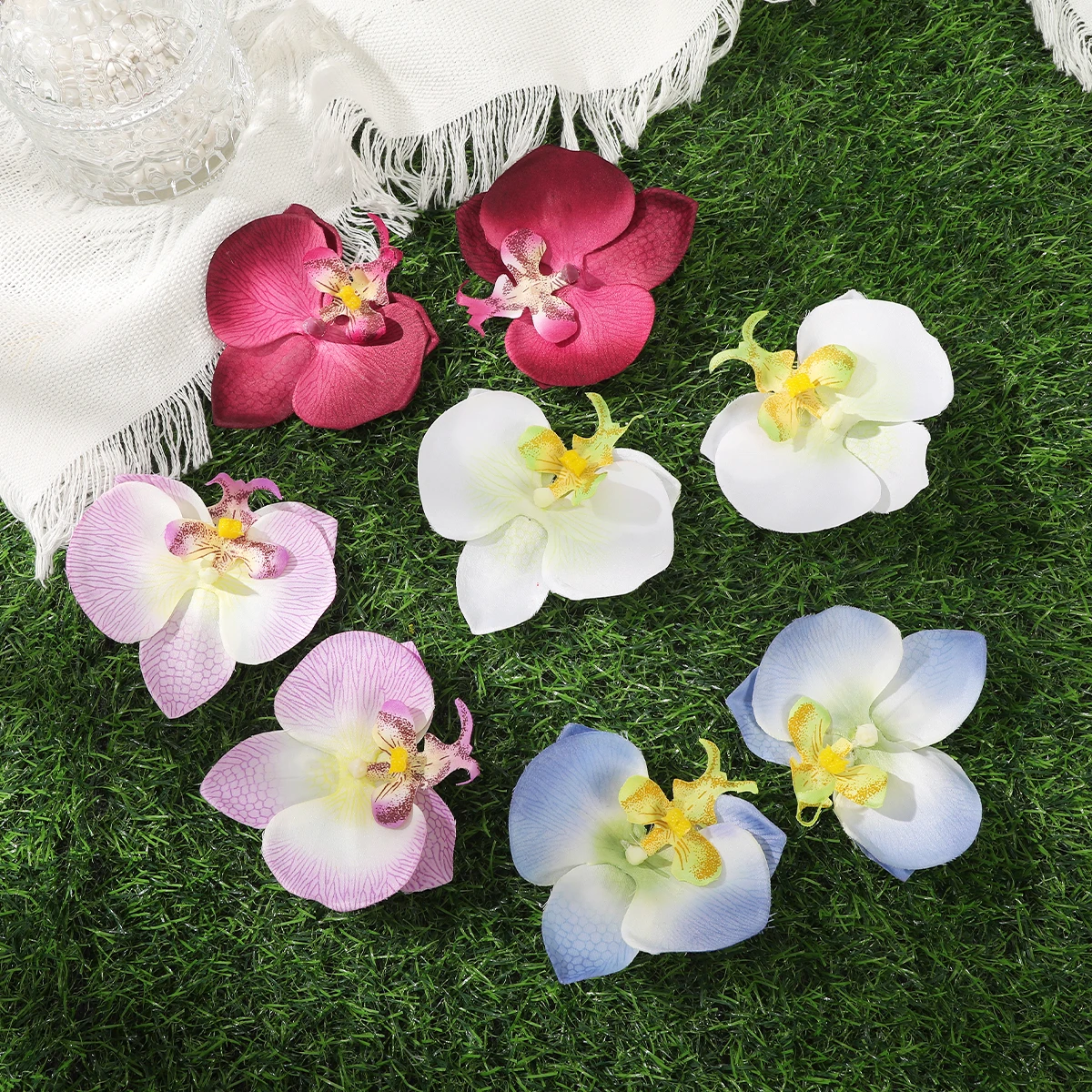 Phalaenopsis Hair Clips White Festival Hairpin Women Side Clips Bangs Clip Fashion Makeup Beach Hawaii Headwear Accessories