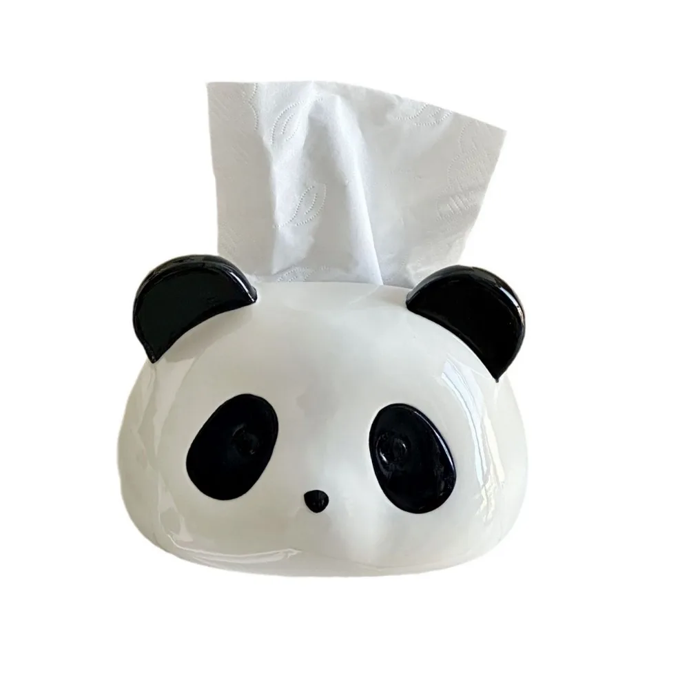 Cute Panda Tissue Box Drawing Box in The Living Room Bathroom Ceramic High-end Coffee Table Paper Box Home Decoration Napkins 5