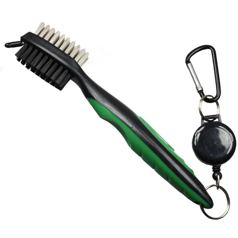 

Golf Club Brush Retractable Dual Sided Nylon Bristles Aluminum Carabiner Groove Cleaner Groove Cleaning Tool Kit