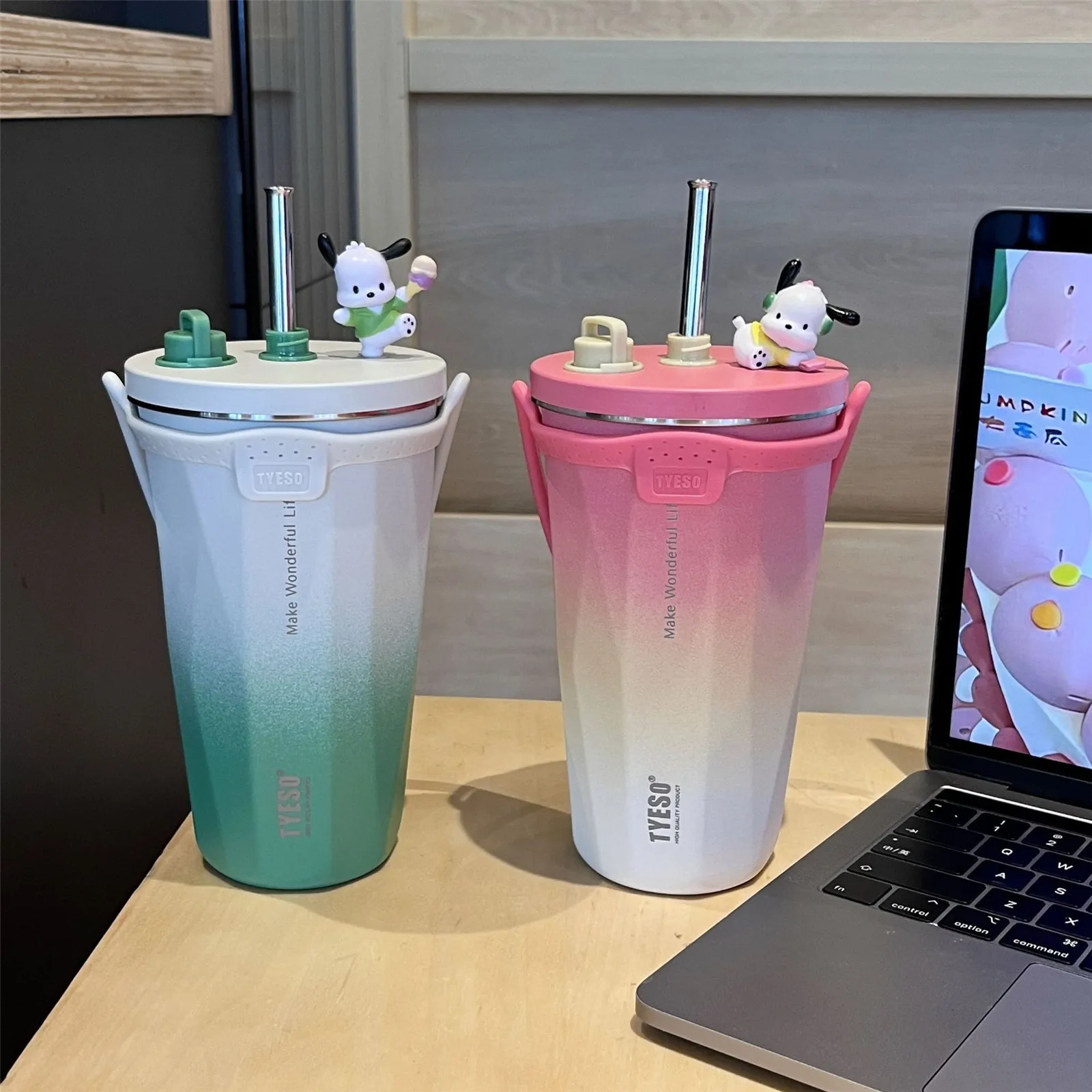 Tyeso 600ml 텀블러 스테인레스 스틸 커피 보온병 컵 자동차 절연 병 누출 방지 보온병 이중 벽 카페 컵 진공 플라스크
