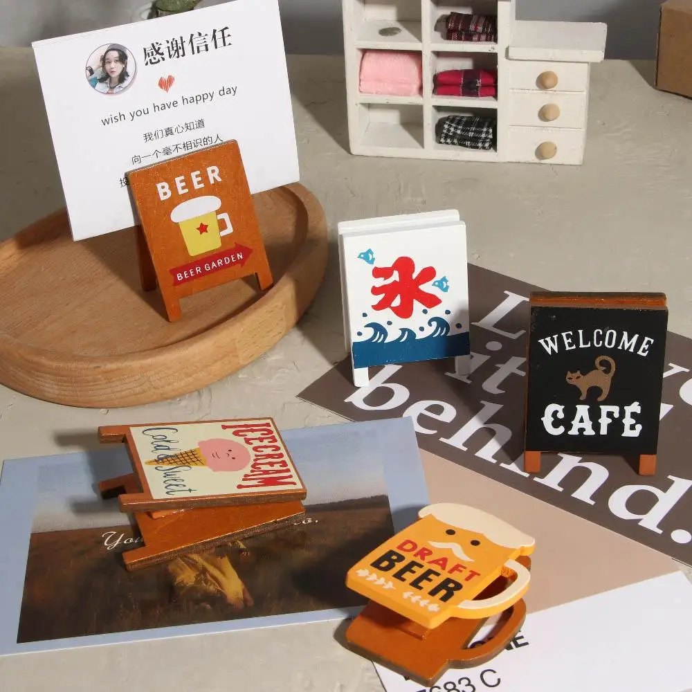 

Creative Wooden Memo Photo Card Holders Paper Note Clip for Party Wedding Home Bar Decoration