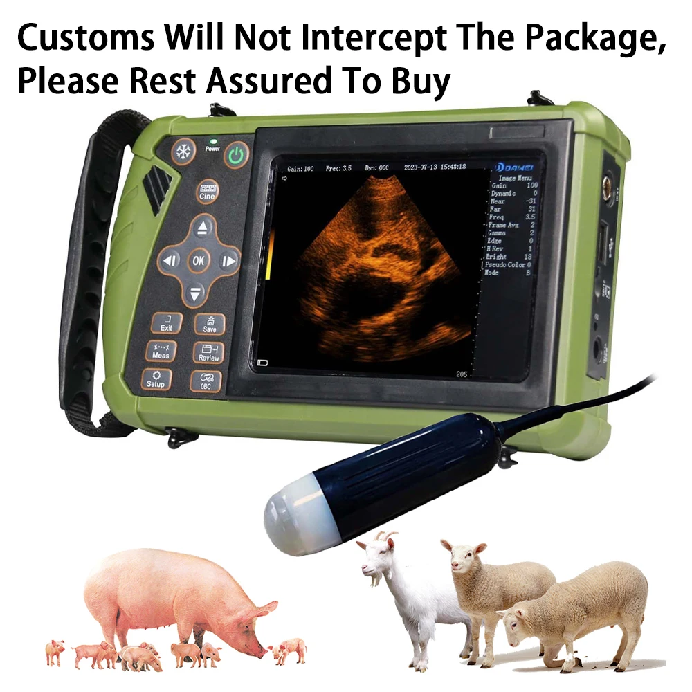 Portable Veterinary Ultrasound Scanner Portable Vet Pregnancy Ultra Machine 3.5MHz Convex Probe Pig Sheep Goat Dogs Animals