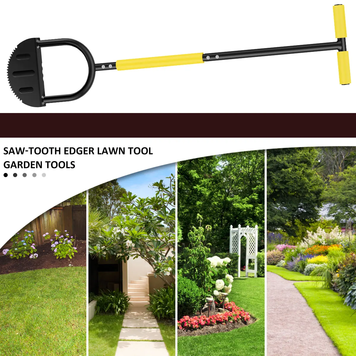 Serrated Grass Saw Cutter With T-Grip Half Moon Manual Lawn Edger Multifunctional Reinforced Gardening for Courtyards Driveways 3