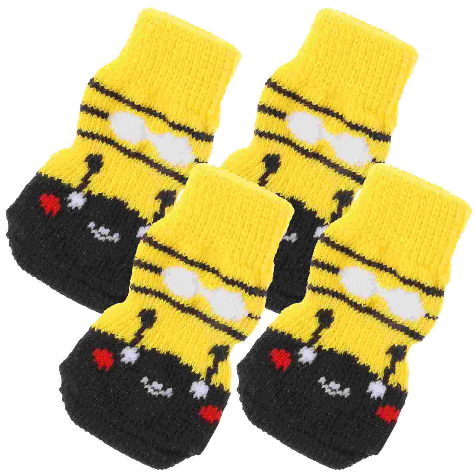 

4pcs Pet Winter Warm Socks Anti-slip Pet Leg Socks Supple Cotton Socks Pet Dog Paws Protectors(S)
