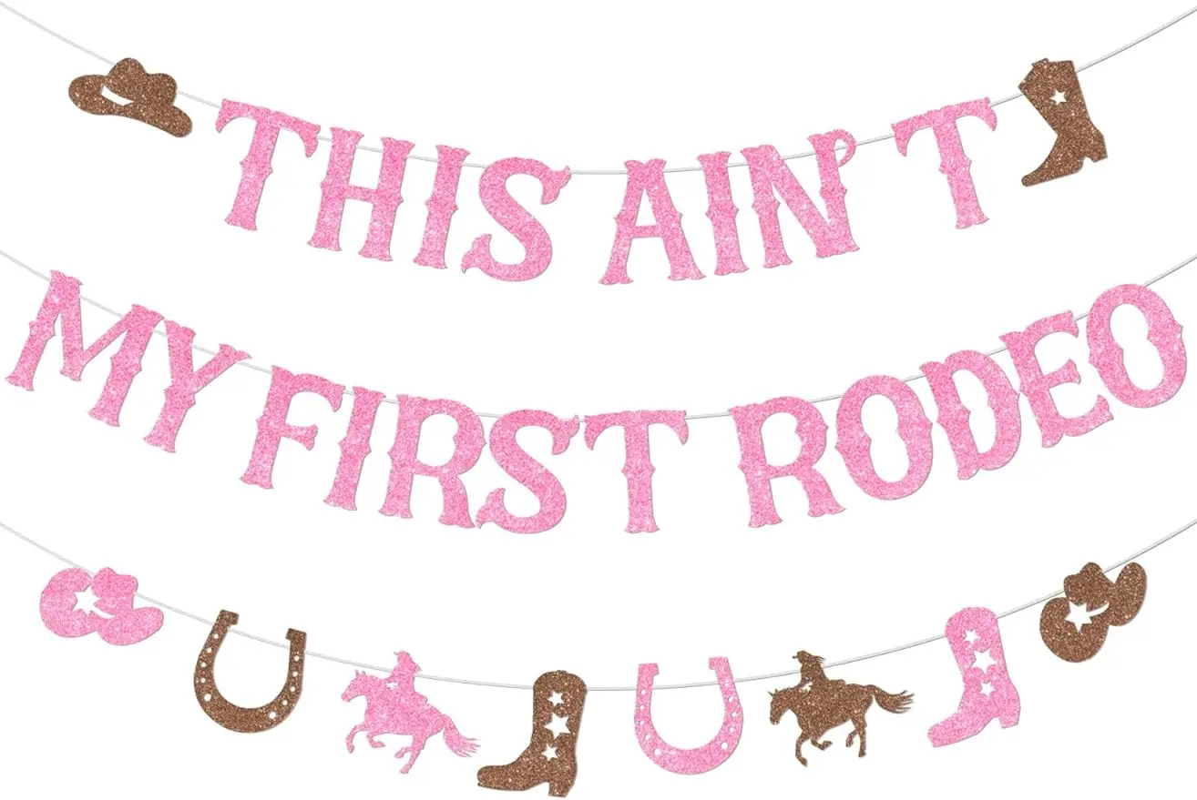 

Western 2nd Birthday Party Decorations This Ain't My First Rodeo Banner Cowgirl Wild West Mexican Two Birthday Party Supplies