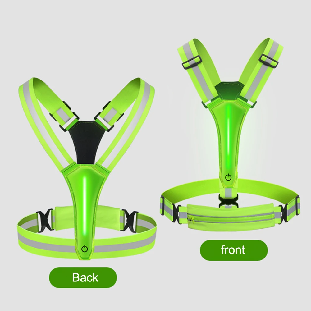 LED Reflective Vest Light Up Running Vest High Visibility Reflective Safety 3 Light Modes Phone Bag Women Men Kids reflective safety vest