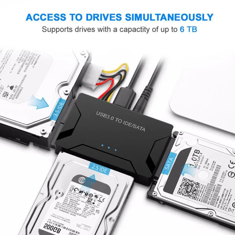 

Переходник USB 3,0 на SATA IDE для жесткого диска 3,5 дюйма HDD/SSD CD DVD ROM CD-RW 3 в 1 адаптер IDE SATA