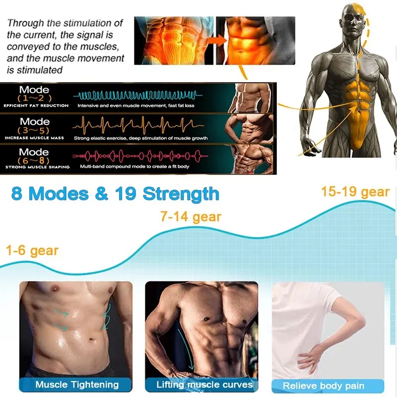 Abdominal Trainer Slimming Belt EMS Muscle Stimulator Toning Belts Vibration Fitness Massager Waist Belly Workout For Men Women