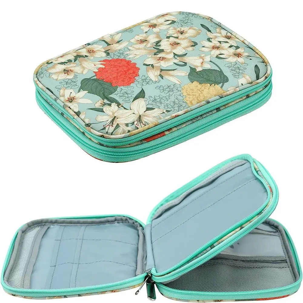 Portable Knitting Needles Case Oxford Fabric Durable Sewing Needle Holder Case Colorful Double Sided Crochet Needle Bag