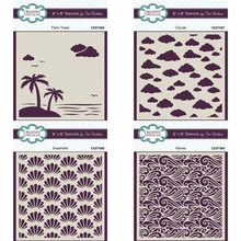 

Summer Seaside Plastic Stencil For Diy Scrapbooking Template Embossed Decorative Paper Card Handmade Craft Stencil