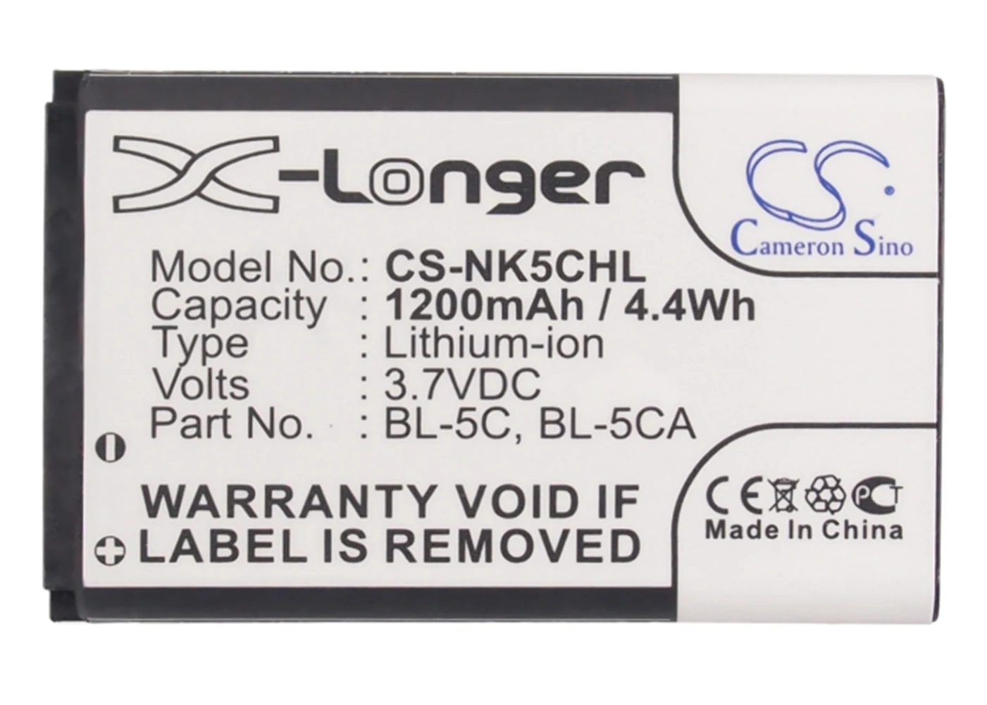 Аккумулятор Cameron Sino 1200 мА для Nokia C2-03 C2-06 C2-07 E50 E60 LD-3W N70 N71 N72 N91 8 ГБ BL-5C | Электроника