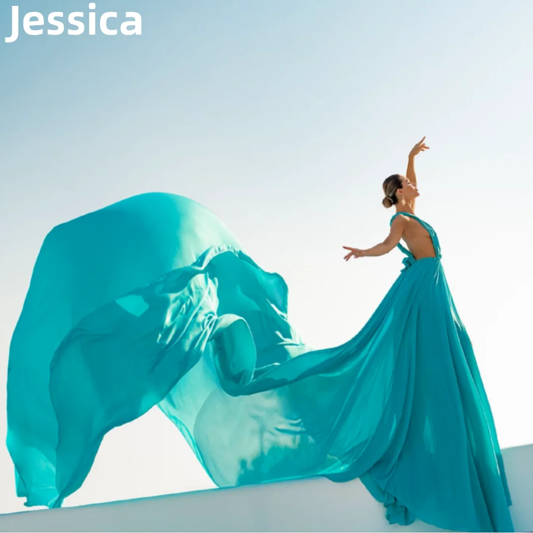 Jessica Light Green Flying Prom Dresses Sexy Backless Long Tail Photography  Evening Dresses V-neck Party Dress Customized - AliExpress 320