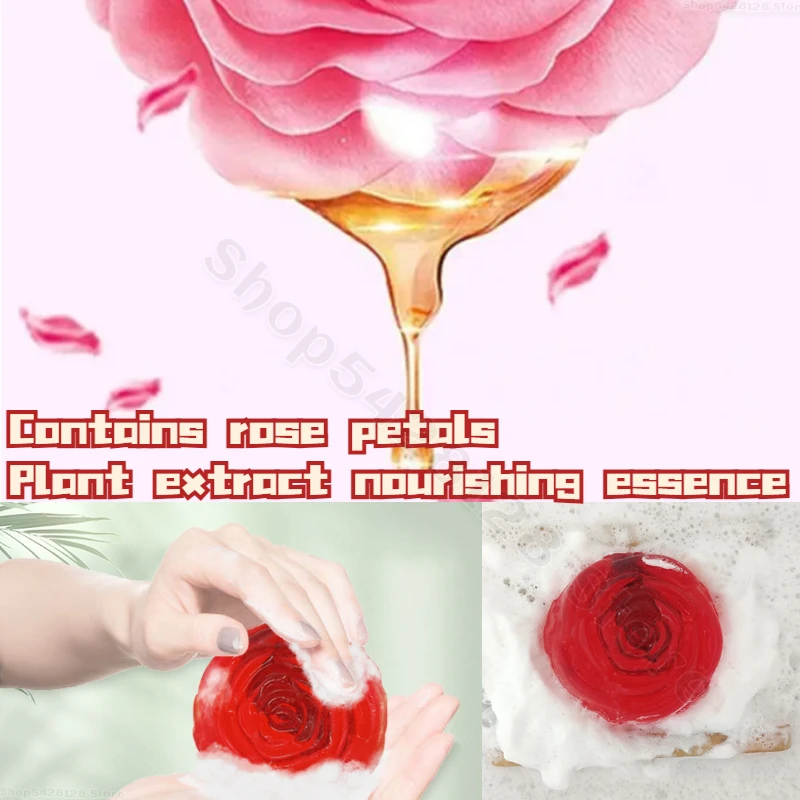 Effectively Remove Mites Cleanse Control Oil Clean Skin Remove Blackheads and Use Rose Essential Oil Soap All Over Your Body 80g
