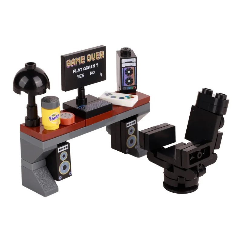 City MOC Furniture Desktop Game Computer Table Desk Piano Prints