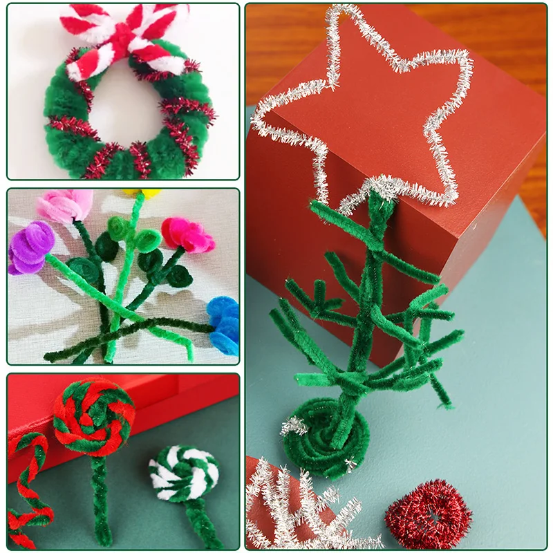 Fenrry 100Pcs 30cm Chenille Stems Pipe Cleaners Plush Tinsel Kids Educational Toys Handmade Art Materials for DIY Craft Supplies