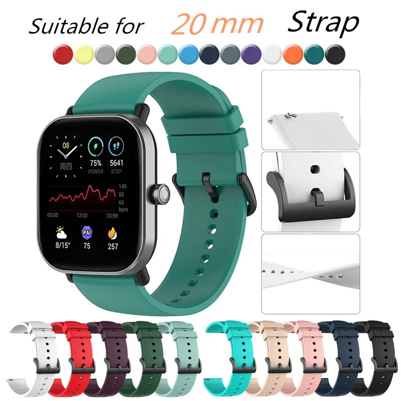HOMTERN 20mm Width Straps For Amazfit Bip 3/Bip 3 Pro,GTS 4 Mini,GTS 2 Mini/GTS 2/GTS 2e/GTS 3/GTS,BIP/BIP U/BIP Lite/BIP S,GTR 42MM/GTR Mini,Flexible Silicone Replacement Watch Bands 3 thumbnail image