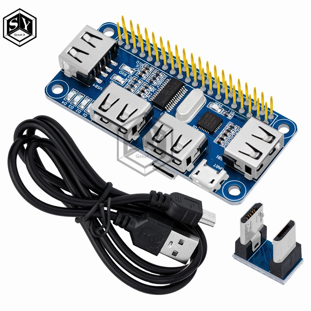 Enhanced USB Hub HAT Extension Board with Serial Debugging Functionality