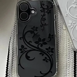 Elegant Minimalist Black & White Floral Shockproof Phone Case - iPhone 18 (1)