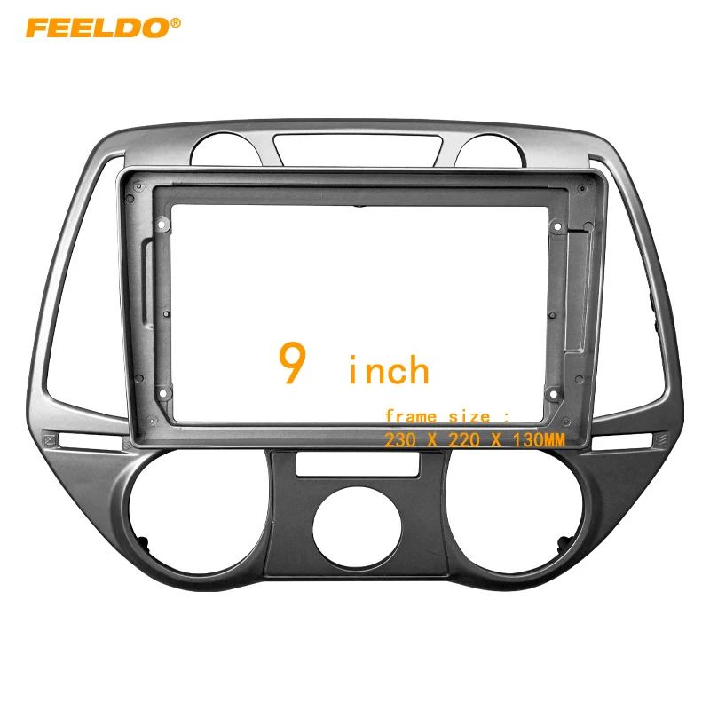 

FEELDO Car Audio 9" Big Screen Head Unit Fascia Frame Adapter For Hyundai I20 (2008-2011) 2Din Dash Panel Frame Kit #HQ7377