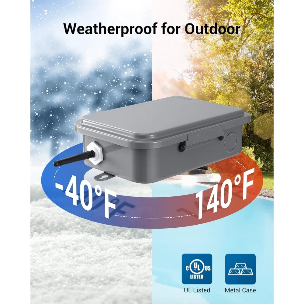 Pool Pump Timer, Outdoor Wi-Fi Box, Heavy Duty 40A 120-277 VAC 2HP Wireless Controller Timer, Water Heater 6