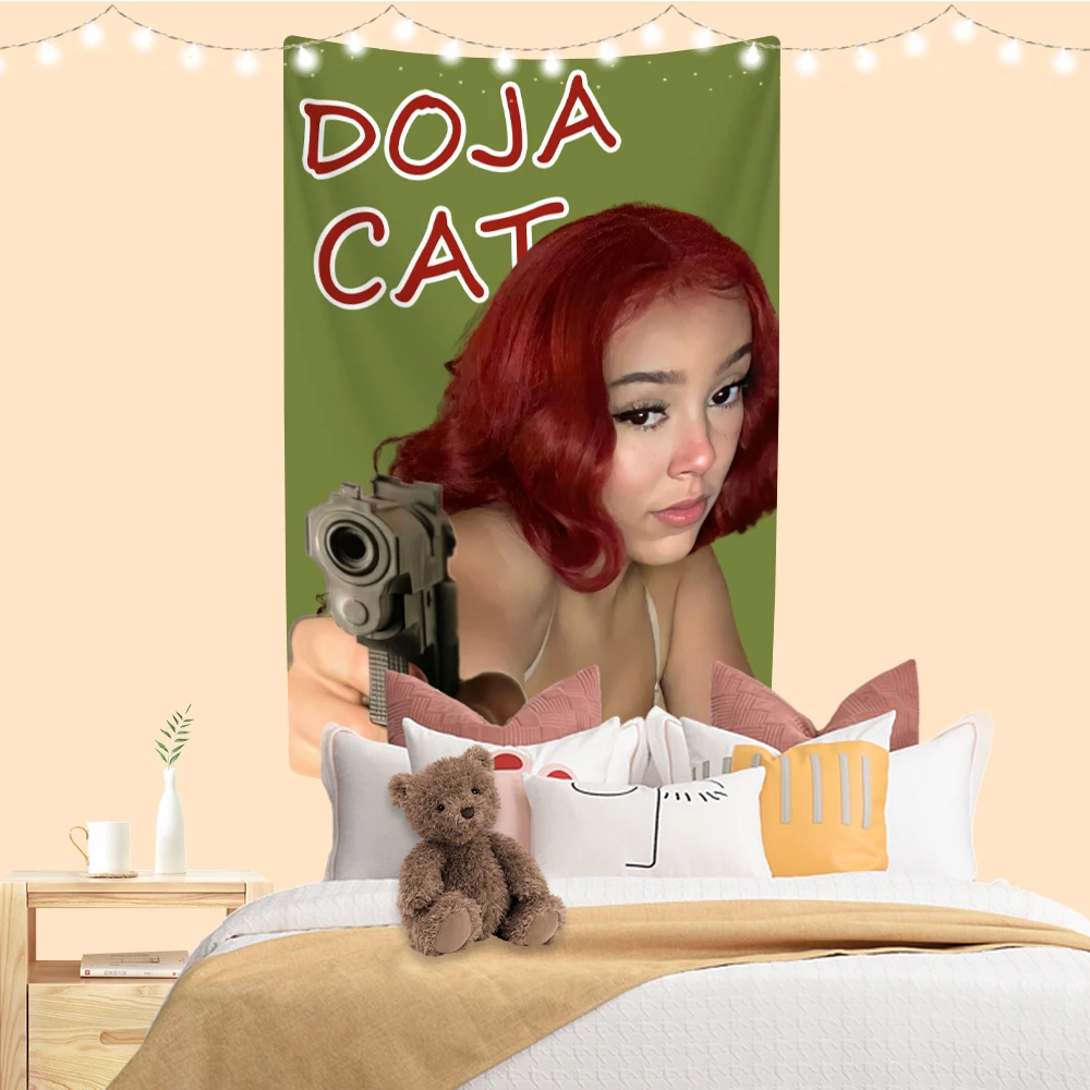 Doja Cat Tapestry Funny Meme Printed Mystical Psychedelic Boho Aesthetic Room Decor Wall Hanging Blanket Yoga Mat tapestry decor