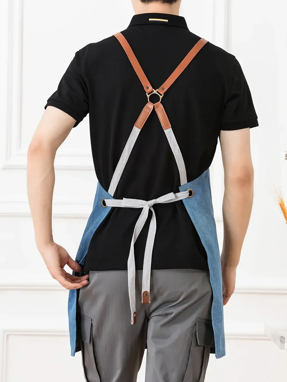 

for Aprons Man Apron bib Kitchen Shop Denim Chef Cooking Hairdresser 2022 Protection And Coffee Suit Overall fashion