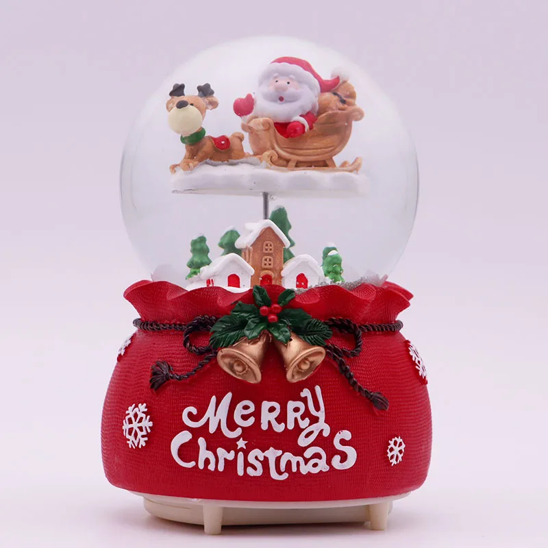 New Christmas Music Box Decorations Christmas Tree Old Man Crystal Ball Blessing Bag Creative Gift Snow Lights Carousel