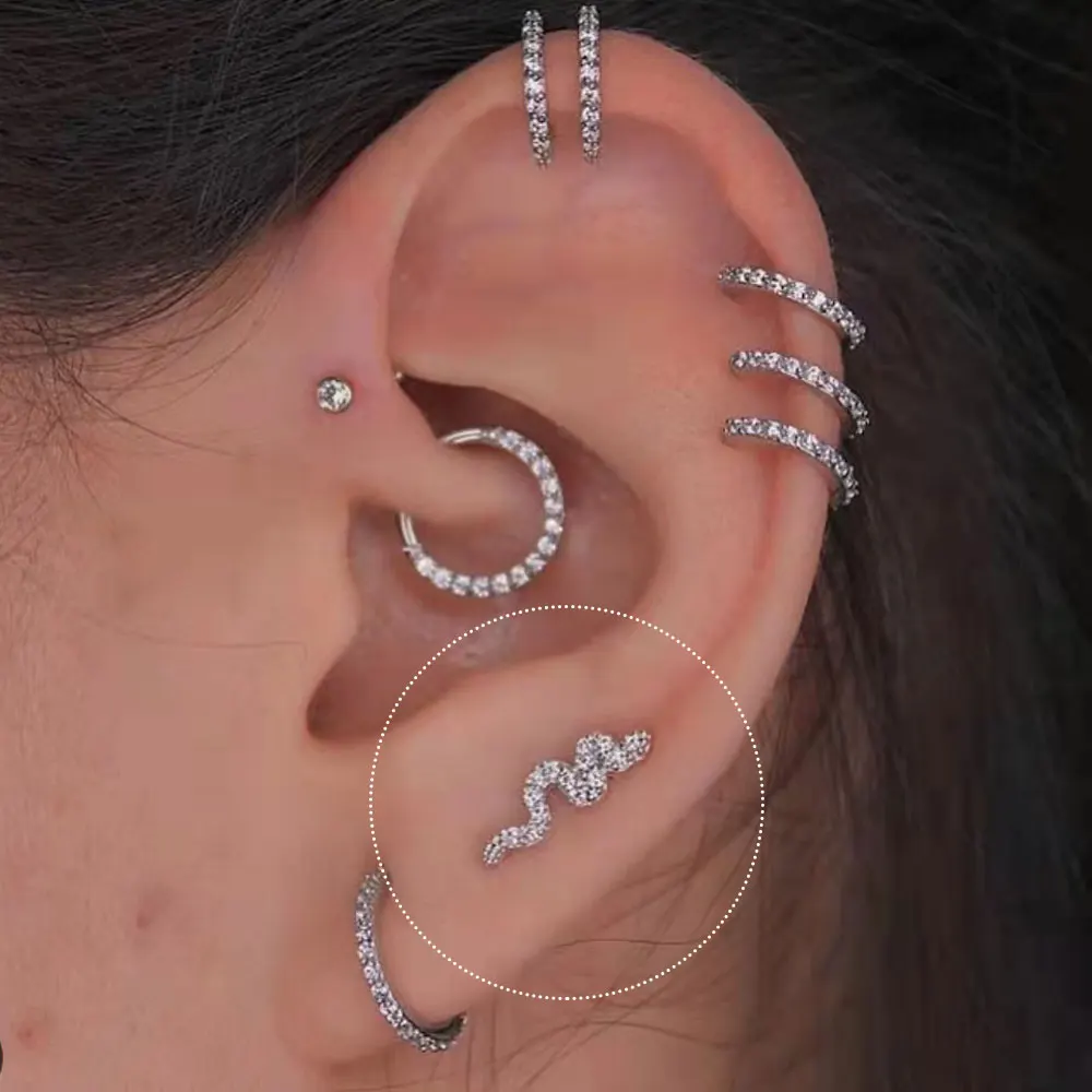 1 Pz New Trendy Multiple Styles Snake Round Ball Crystal Moon Tragus Piercing All'Orecchio Orecchini In Acciaio Inossidabile Helix Cartilagine Studs
