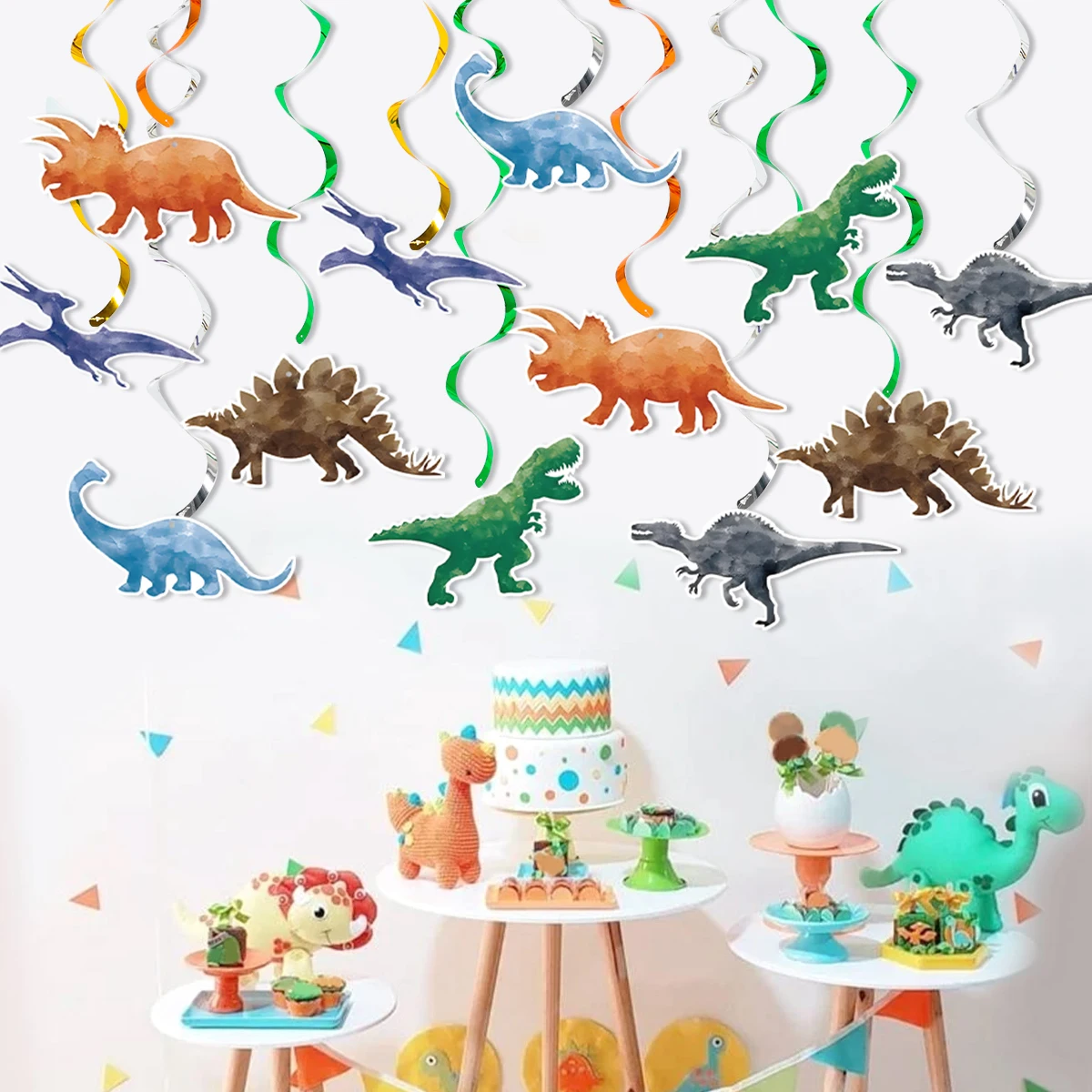 Dinosaur Hanging Swirl Birthday Party Decoration Kids Boy Dino Theme Birthday Party Supplies Favors Baby Shower Decor