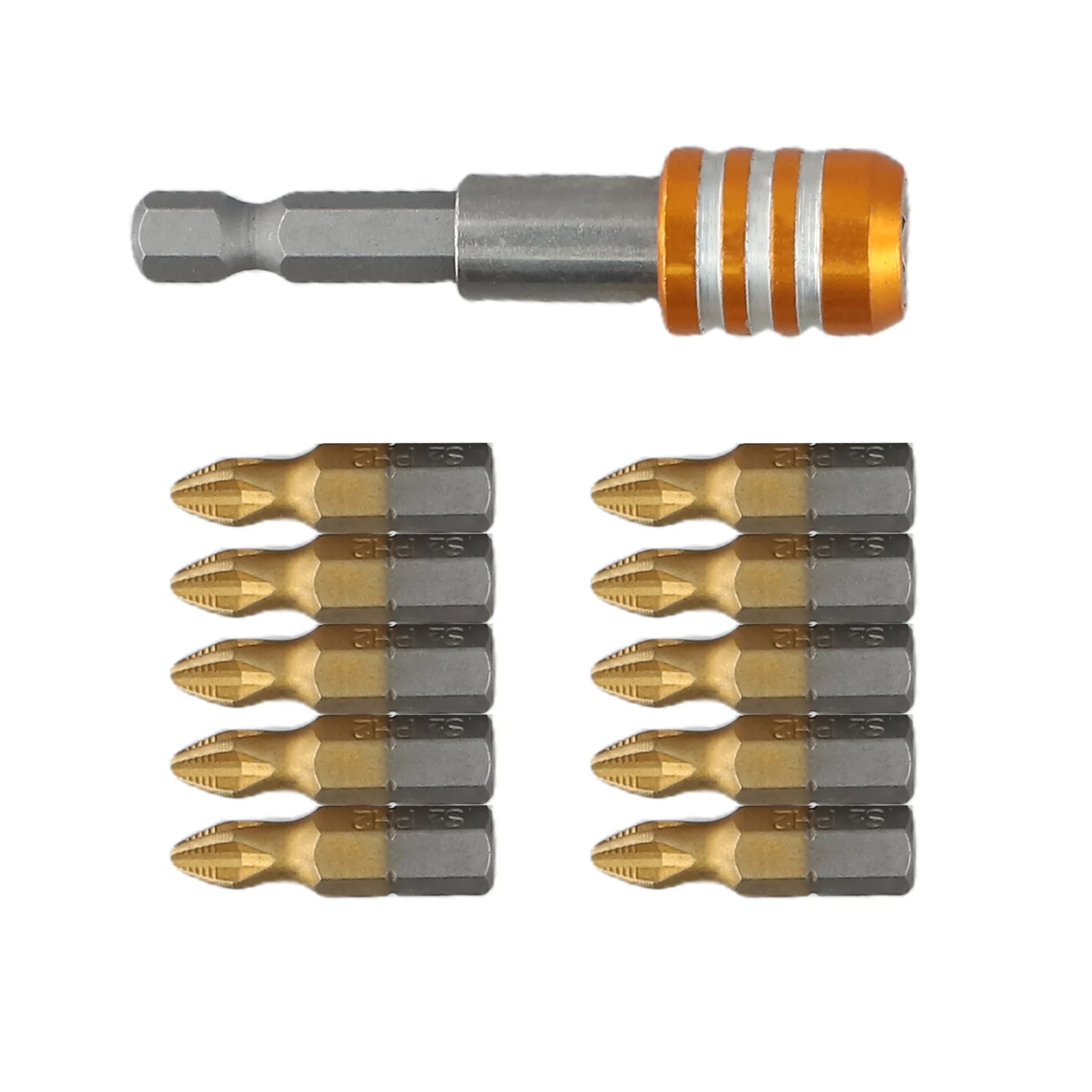 

10pcs Titanium Coated Screwdrivers Bit Set PH2 with Adapter Suitable for Home Screws and Electrical Appliances
