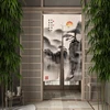 ChineseInk Landscape Painting Door Curtain Japanese Style Dining Kitchen Partition Curtain Drape Entrance Hanging Half-Curtain 3